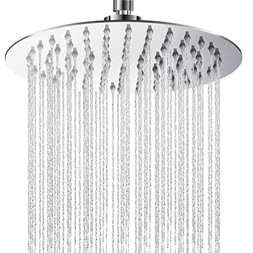 Image of Yapwiki Rain Shower Head, 8 Inch High Pressure Rainfall Shower Head, 304 Stainless Steel Round Waterfall Shower Heads, Ultra-Thin Chrome Fixed Showerhead G1/2" Universal for Bath Ceiling Wall Mount