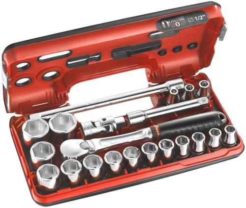 Image of Facom SL.DBOX1 Hexagon Socket Set in Detection Box, 1/2" Drive, 8mm-32mm, 21 Pieces