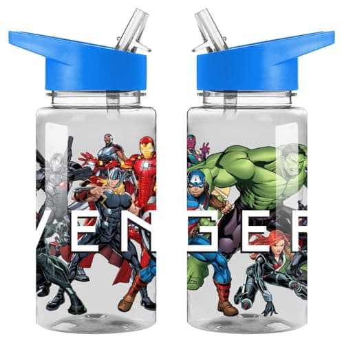 Image of TDL Official Kids Water Bottle 450ml – BPA-Free, Leakproof, Flick-Top Lid – Official Character Design Bottle for School, Nursery, Travel & Sports (Avengers) (Avengers)