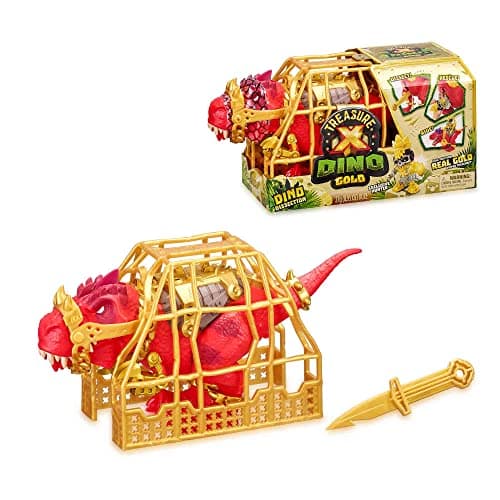 Image of Treasure X TX Dino Dissection, a 6" Red T-Rex Dissection, in a Cage with a Doll and Accessories, with a Surprise Inside, 8 Different Treasures, Famous (TRR45000)