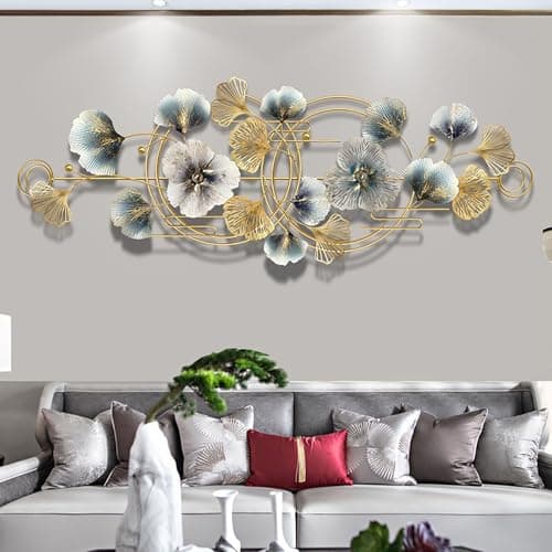 Image of 3D Metal Wall Art – Modern Forged Iron Ginkgo Leaf – Handmade Metal Wall Decor for Living Room, Bedroom, Home – Elegant Wall Sculpture 127 x 44 cm