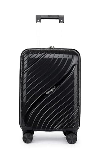 Image of Fly Kite Luggage 18 Inch Cabin Suitcase 100% Polypropylene Hard Shell with Aluminium Trolley Handle, Real TSA Secure Lock 3 Digit 360° Smooth Detachable Wheels Lightweight Suitcase|Black