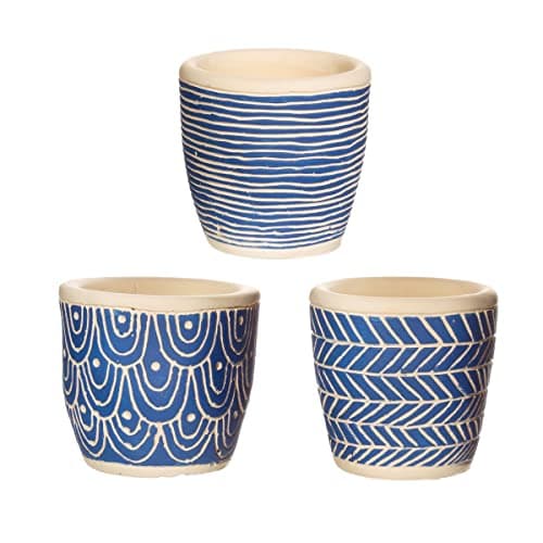 Image of Sass & Belle Blue Mini Cement Planters - Set Of 3