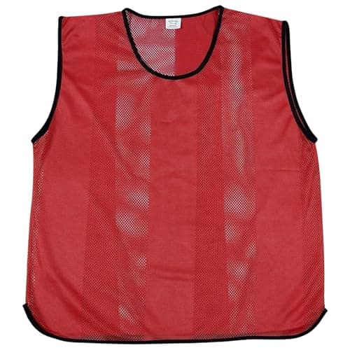 Image of 10 X Training Bibs Mesh Football Training Equipment - Quick Dry Sports Vest for Rugby, Cricket, Netball, Basketball - Team Practice, Football Bibs Pack of 10 - Ideal Sports Gifts (Red, Senior)