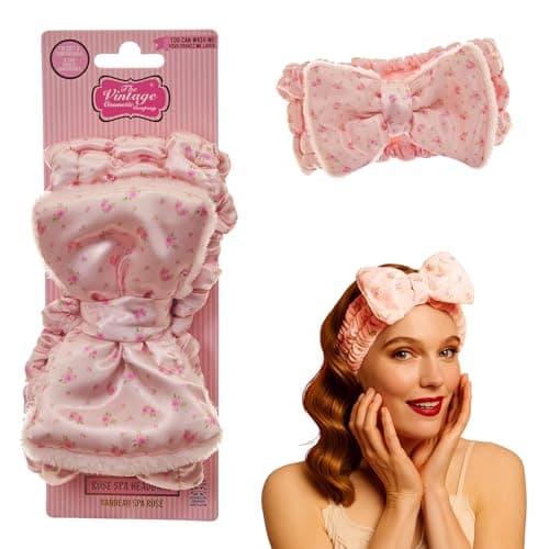Image of The Vintage Cosmetic Company Rose Makeup Headband for Women and Girls, Soft, Rose-Patterned Makeup & Skincare Headband, Keeps Hair Neat and Tidy for a Seamless Routine