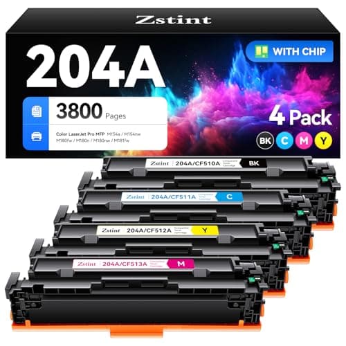 Image of 204A Toner Cartridge Set 4-Pack Replacement for HP 204A 204X CF510A CF511A CF512A CF513A Compatible HP Color Laserjet Pro MFP M180fw M180n M180nw M181fw M154a M154nw M154 M180 M181 Printer Ink Black