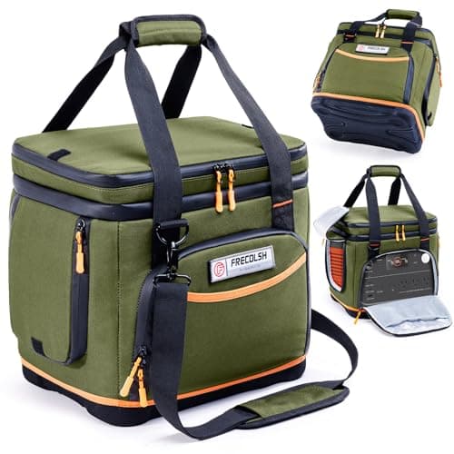 Image of Double-Layer Travel Carrying Case for Jackery Explorer 1000 v2 – Hard Molded Bottom, Side Ventilation & Front Pockets, Portable Power Station Storage Bag for Jackery Accessories & Solar Generator