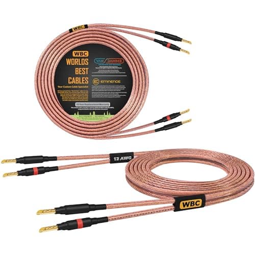 Image of WORLDS BEST CABLES Van Damme 2 x 4.00 mm2 (2x 12AWG) - 2 Meter – 99.99% UP-LCOFC Figure-8 Audiophile Hi-Fi Speaker Cable Pair w/Eminence Gold Plated Banana Plugs