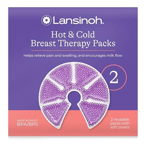 Image of Lansinoh Hot & Cold Breast Therapy Gel Pads - 2 Pack with Soft Covers - Breastfeeding Compress - Helps Relieve discomfort from Common Breast Feeding Conditions - Hospital Bag Maternity Essentials