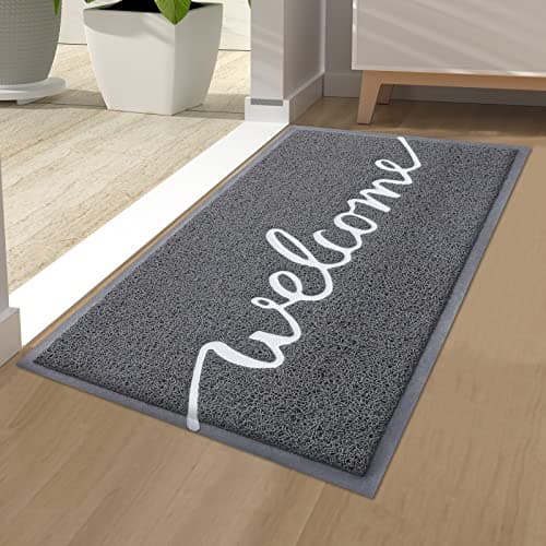 Image of Homaxy Welcome Door Mat, Dirt Trapper Doormats Non-Slip Low Profile Durable Door Mat for Outdoor, Indoor, Entrance, Patio, Front Back Door — (40 x 60cm, Grey)