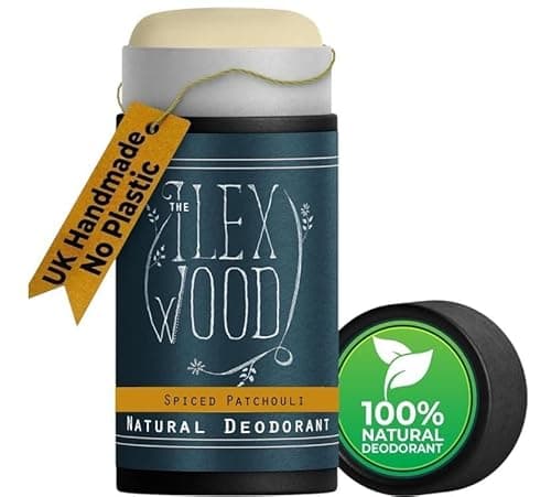 Image of The Ilex Wood Natural Deodorant Stick 70ml – Handmade in UK, Aluminium Salts Free, Plastic Free, Alcohol Free, Vegan, Eco Friendly Cardboard Tube – Spiced Patchouli (Spicy and Woody)