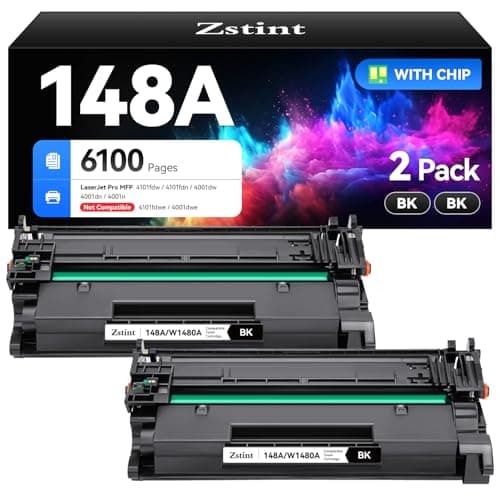 Image of 148A W1480A Black Toner Cartridge set 2-Pack High Yield with Chip Replacement for HP 148A W1480A 148X W1480X Cartridges Compatible with HP LaserJet Pro MFP 4101fdw 4101fdn 4001dw 4001dn 4001n Printer