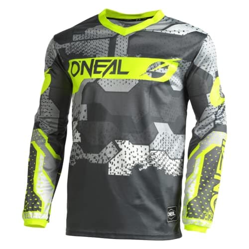 Image of O'NEAL | Motocross Jersey Long Sleeve | MX Enduro | Padded Elbow Protection, V-Neck, Breathable | Element Jersey Camo V.22 | Adult | Grey Neon Yellow | Size S