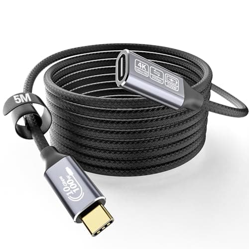 Image of CAKOBLE USB C Extension Cable 5m, usb c male to usb c female cable usb c extension cable 10gbps,4K@144Hz Video USBC Extension, 100W 5A/20V Type C Extension Cable Data Transfers for iPhone 16/15