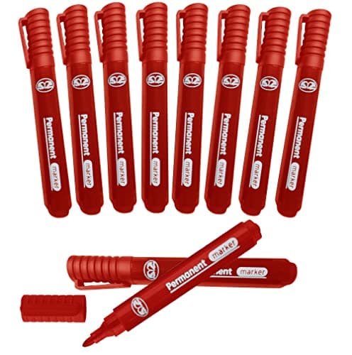 Image of JMS we create smile 10 PCS x Red Permanent Markers with Thick Bullet Tip Marker Pens - Waterproof Quick Drying Pens