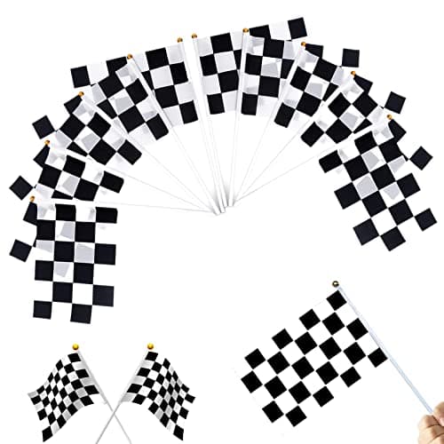 Image of 25Pcs Black and White Flag,Racing Checkered Hand Flags,Car Hand Waving Flag for Pub Club School Festival Business Party Sport Events Decoration,14 * 21cm