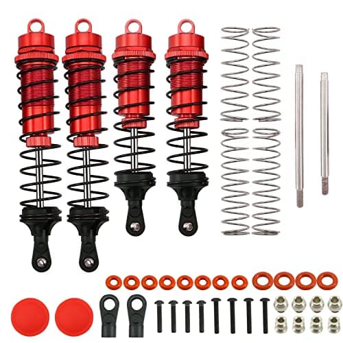 Image of RCAWD Big Bore Shock Absorber for ARRMA 4S Kraton & Outcast Upgrades, 1/10 4x4 4S BLX Front Rear RC Shocks Damper 100mm 130mm with Spring Adjustable Parts for #AR330552, #AR330553(Red)