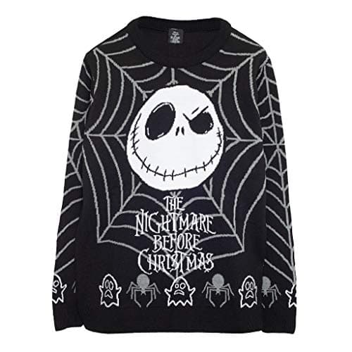 Image of Disney The Nightmare Before Christmas Mens Jack Spider Web Knitted Jumper, Black, XS-5XL