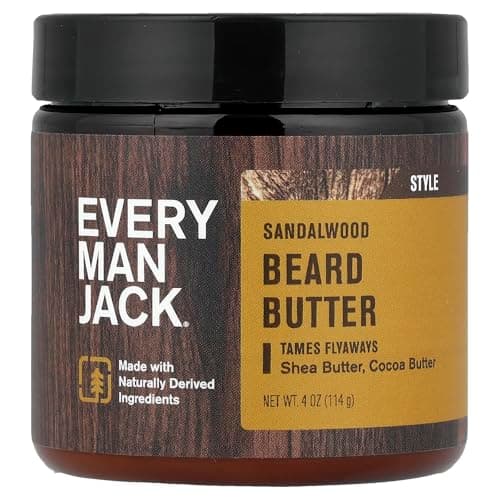 Image of Every Man Jack Beard Butter - Sandalwood | 120 ml - 1 Jar | Naturally Derived, Parabens-free, Pthalate-free, Dye-free, and Certified Cruelty Free