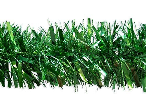 Image of SHATCHI Luxury Deluxe Chunky Christmas Green Tinsel Garland Tree Decoration Xmas Home Décor 180cm 6ft