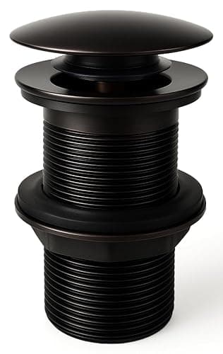 Image of Black Basin Waste Unslotted | Click Clack Pop-Up Plug | Solid Brass Matte Black Finish | G 1¼ BSP | Fits All Standard UK Bathroom Sinks, Countertop & Vanity Basins
