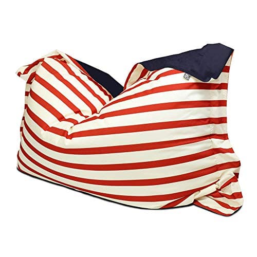 Image of rucomfy Beanbags Indoor Outdoor Nautical Stripe Giant Squashy Squarbie Adult Bean Bag. Use as Cushion, Chair or Lounger. Water Resistant 170 x 130cm (Red)