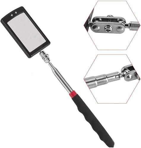Image of HARDK Telescoping Inspection Mirror Lighted Mechanic Telescopic Inspection Mirror 360 Swivel for Extra Viewing Dead Angle, Line of Sight Obstacle Area