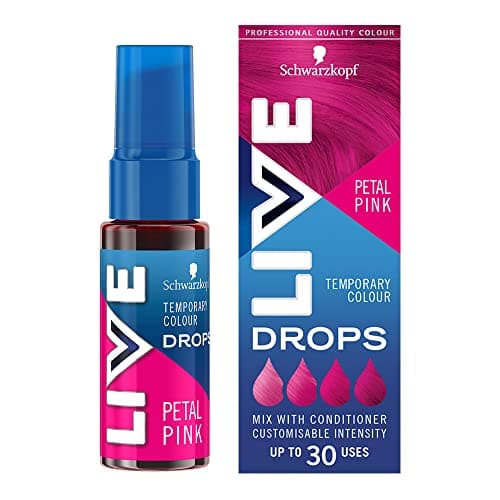 Image of Schwarzkopf LIVE Colour Drops, Vegan, Semi-permanent, Pink Hair Dye, Lasts 2 to 12 Washes, Petal Pink 30 ml