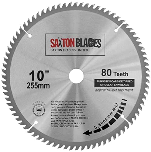 Image of Saxton TCT Circular Wood Mitre Saw Blade 255mm x 80T x 25.4mm Bore fits Evolution Rage Saws