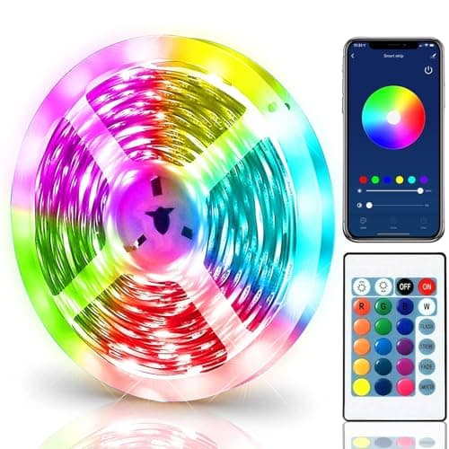 Image of DSL Led Strip Lights 2M, Light Strips with Smart App Control Remote, 5050 RGB Music Sync Colour Changing, Led Lights for Decoration, Bedroom Lighting, Party, Cabinet, TV USB Bluetooth