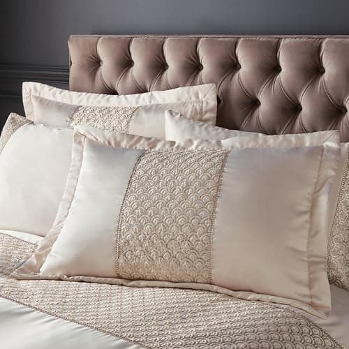Image of Catherine Lansfield Deco Sequin Quilted Pillow sham Pair Champagne Gold