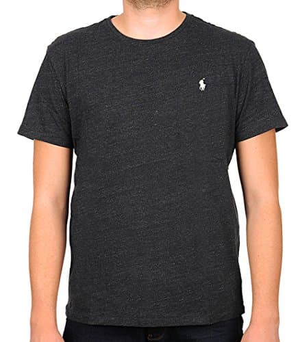 Image of Polo Ralph Lauren Men's Classic Fit Crew Neck T-Shirt Cotton (XX-Large, Black Heather (White Pony))