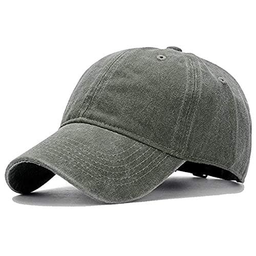 Image of Men Women Washed Cotton Low Profile Distressed Vintage Baseball Cap Plain Adjustable Dad Hat (Army Green)