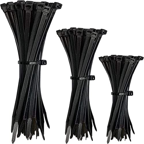 Image of Oksdown 150 Pack of Premium Cable Ties Black 3.6mm Strong Nylon Zip Ties Wraps Heavy Duty Plastic Assorted in Sizes 100mm,150mm,200mm (50 Pcs Per Size) for Office Home Garage Workshop DIY Bicycle