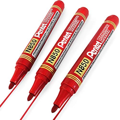 Image of Pentel N850 Permanent Marker Pens - 4.2mm Bullet Tip - Pack of 3 - Red