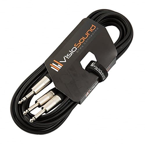 Image of VisioSound 6.35mm 1/4" Stereo TRS Jack to 2 x 6.35mm 1/4" Mono Jack Insert Cable/Y Lead 5m