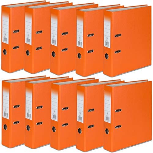 Image of OFFICE CENTRE 10 x Orange A4 75mm Strong Premium Business Lever Arch Files Folders Metal Binder Bar Ring Document