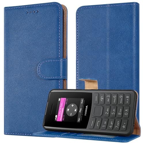 Image of PIXFAB Case for Nokia 105 4G 2023, Leather Wallet Phone Case, Magnetic Book Flip Folio Cover [RFID Protection & Card Slots] and [Kickstand] Case Cover for Nokia 105 4G 2023 - Blue