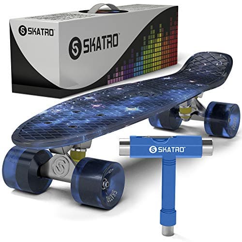 Image of Skatro Mini Cruiser Skateboard. 22x6inch Retro Style Plastic Board Comes Complete