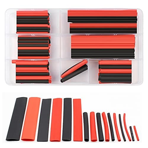 Image of Mesee 150 Pieces Heat Shrink Tubing Kit 2:1 Polyolefin H-Type Heat Shrink Tube Replacement 8 Sizes Insulation Sleeving Tubes for Car Cable Electric Wire - Black/Red