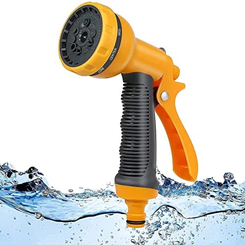 Image of Garden Hose Pipe Spray Gun,10 Adjustable Patterns Hose Nozzle, High-Pressure Anti-Slip Water Gun for Plants & Lawns Watering, Car & Bike Washing and Pets Bathing