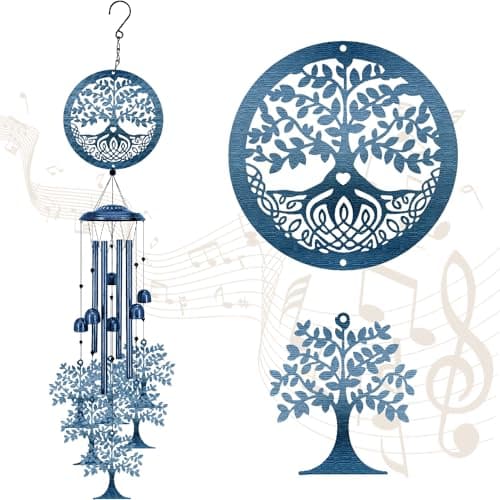 Image of CREATCABIN Tree of Life Wind Chimes for Outside Wind Bell Memorial Wind Chimes Sympathy Gifts for Loss of Loved One Home Garden Patio Outdoor Porch Yard Beach Terrace Hanging Decoration 35in