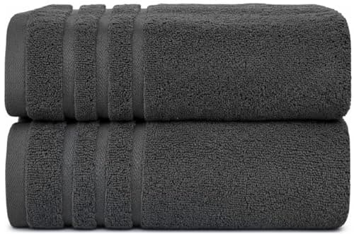 Image of WovenWonder Pack of 2 Super Jumbo Bath Sheets (100 x 200 cm-600GSM) Luxury 100% Egyptian Cotton Soft Extra Large Bath Sheet Towels Highly Absorbent & Quick Dry Hotel Quality Towel Set (Charcoal Grey)