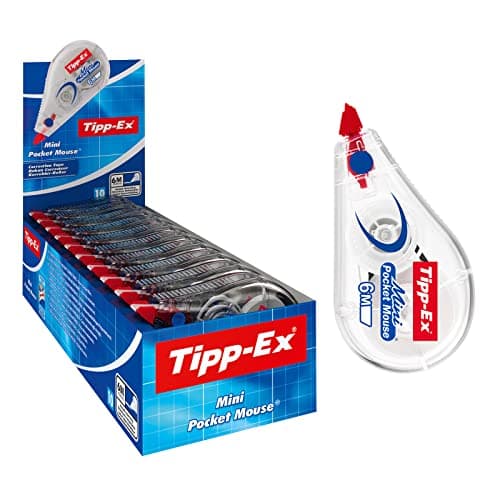 Image of Tipp-Ex Mini Pocket Mouse Plastic Tape - Box of 10 - Ideal-Quality, 6 m, Tear-Resistant Tapes with Smooth Glide, White