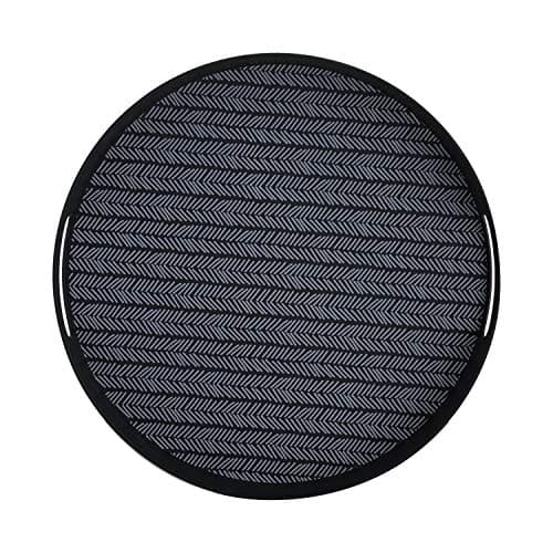 Image of Typhoon Monochrome Bio-Plastic Serving Tray | Round Sustainable Serving Tray with Chevron Detail | Classic Black, 384mm x 384mm x 51mm