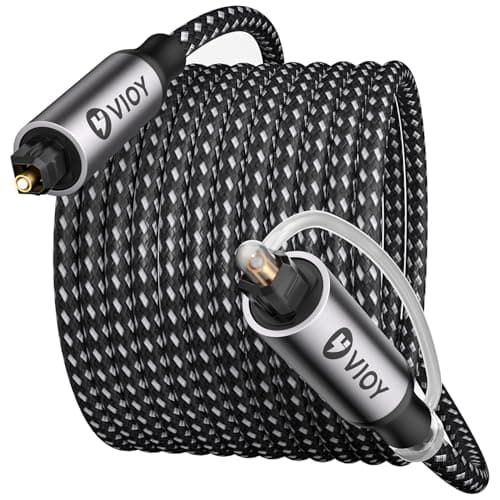 Image of VIOY Optical Audio Cable 3M, Long Digital Fiber Optic Audio Cable, Braided S/PDIF Adat Optical Cord for Soundbar, TV, Amplifier, Home Cinema, Stereo Systems, Xbox, PS4 and More