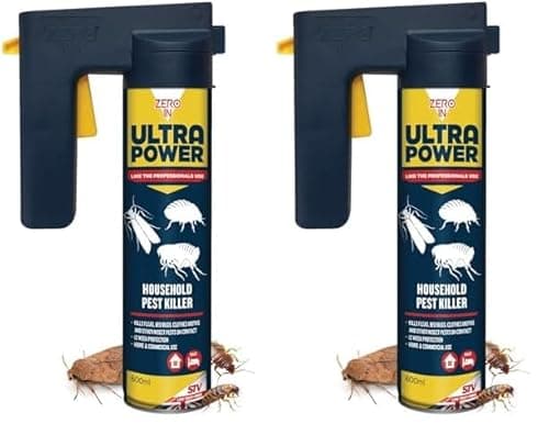 Image of Zero In Ultra Power – Household Pest Killer Aerosol with Trigger – Indoor Bug Spray - Professional Strength Insect Killer Spray – All Household Insects – Long-lasting Protection – 600ml (Pack of 2)