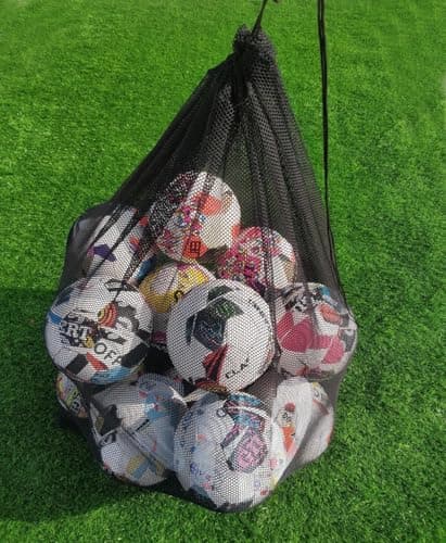 Image of Heavy-Duty Mesh Ball Carry Bag – Large Capacity Sports Ball Storage Net for Footballs, Basketballs, Volleyballs – Drawstring Closure & Shoulder Strap – Ideal for Coaches, Gyms & Teams