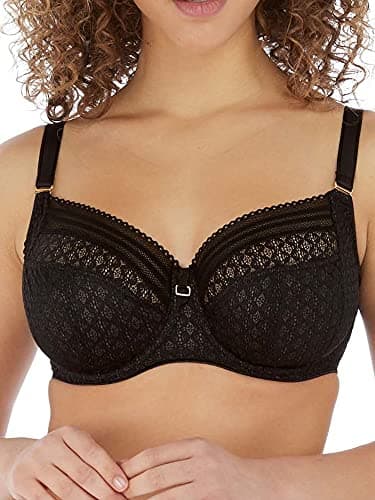 Image of Freya Women's Viva Underwire Side Support Bra Full Coverage, Lace Noir, 34GG US