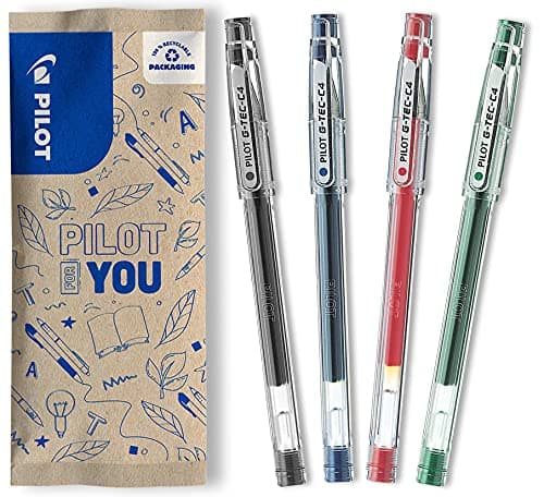 Image of PILOT 0.4 mm C4 Gtec Gel Rollerball Tip - Black/Blue/Red/Green (Pack of 4)